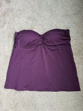 Strapless Twist Front Swim Top - Plum size XL